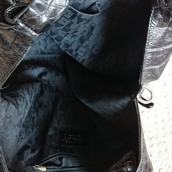 Furla croc Embossed Genuine Leather Purse in black - Picture 5 of 13